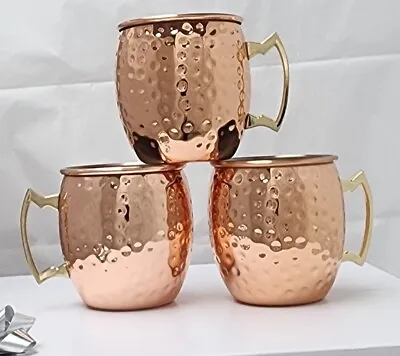 3pcs Moscow Mule Mugs 20oz Large Beer Mugs Hammered Pattern Drinking Cup • $22