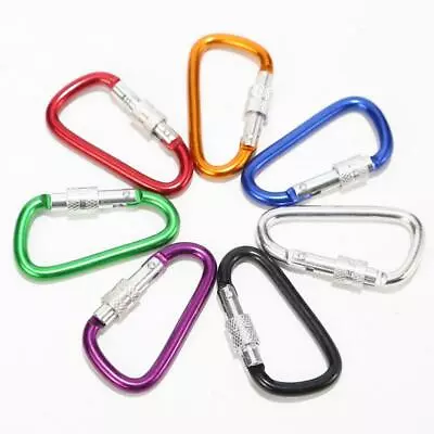 3  LOCKING D-CLIP HOOKS Utility Aluminum Carabiner FOR Camping/hiking/climbing • $12.39
