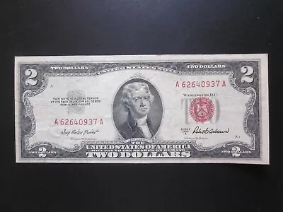 $2 TWO DOLLARS 1953-A Red Seal Legal Tender Note US OLD Banknote • $8.99