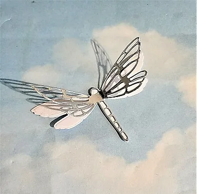 £1.55 • Buy Die Cut 3D Large Dragonfly White With Silver Wings X 6 Card Topper