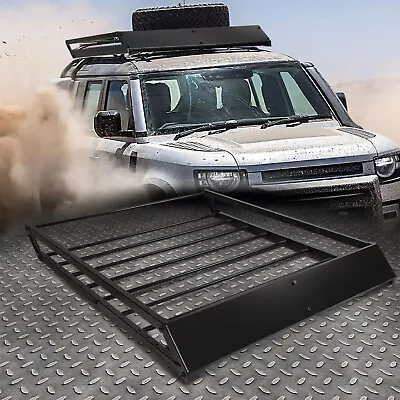 43  X 35.5  Steel Roof Rack Top Cargo Luggage Carrier Basket+Wind Fairing Black • $89.99