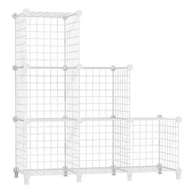 Wire Cube Storage Metal Storage Shelves Bookshelf Modular Storage 6 Cubes Closet • $38.56