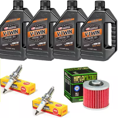 Oil Change Kit Yamaha V Star 1100  Tune Up 20W50 4 Quarts Spark Plugs Oil Filter • $56.21