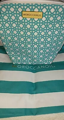 Moroccanoil Blue & White Beach Bag+ Cosmetic Make Up Travel Zipper Bag  New ) • $20