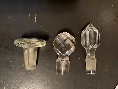 3 Vintage Art Deco Victorian Glass Perfume Apothecary Bottle Stoppers Only • $14.95