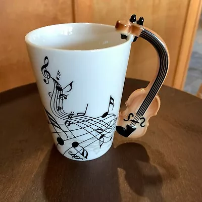 Violin Coffee Cup Fiddle Handle Mug Musical Music Note Coffee Tea Gift Unique • $15.10