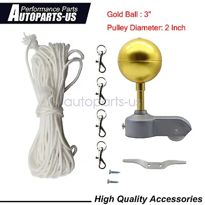 $20.29 • Buy Flagpole Hardware Repair Kit -3 OD Tube Topper Ball Rope Cleat Hook Pulley Truck