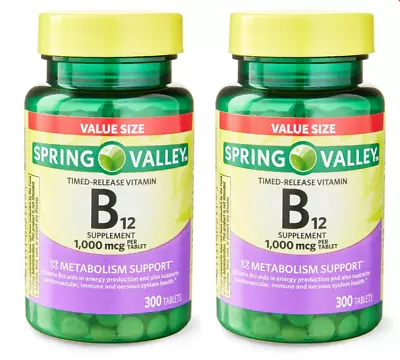 (2 PACK) Spring Valley Vitamin B12 1000 Mcg Timed Release Tablets 300 Count New • $20.99