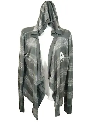 £26.64 • Buy Beyonce Dereon Gray Silver Draped Hoodie Cardigan Sweater Size L Lightweight