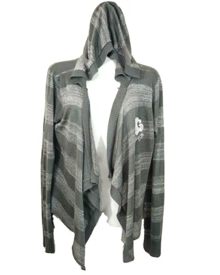 £26.64 • Buy Beyonce Dereon Gray Silver Draped Hoodie Cardigan Sweater Size L Lightweight