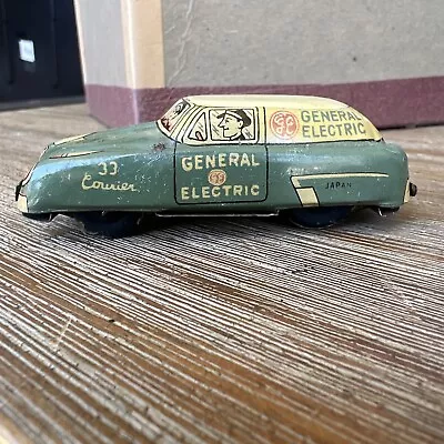 Vintage Tin Line Mar Toys General Electric Courier Push Spin Car • $29.99