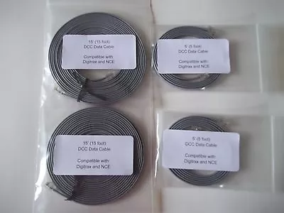 4 Pack (2 5' & 2 15') Model Railroading DCC Data Cables Digitrax LocoNet NCE • $22