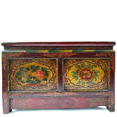 Antique Tibetan Painted Pine Prayer Bench / Low Table C. 1880 • $625