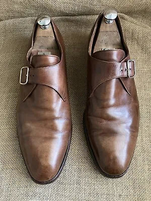 Crockett & Jones Chiswick Mens Brown Leather Monk Strap Shoes Size UK 9.5 EE • $121