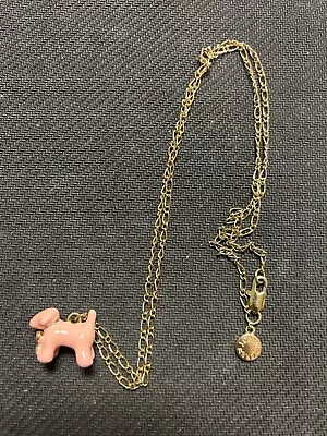 J. Crew Pink Dog Pendant Necklace • $25