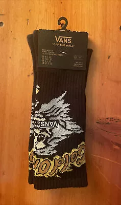 VANS Designer Logo Sport Skater Surfer Crew Cut Socks Cold Skull Black 9.5-13 • $13.90