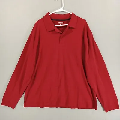 St Johns Bay Shirt Mens XL Red Long Sleeve Polo Heritage Sueded Jersey Cotton • $9.19