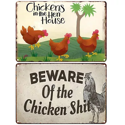 Vintage Chicken Retro Metal Plate Tin Sign Plaque Poster Wall Art For Bar Club • £6.59