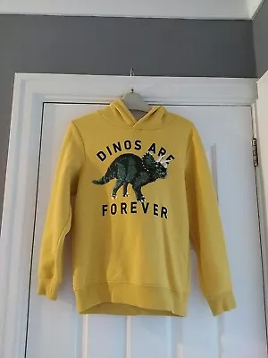 £5 • Buy H&M Long Sleeve Dinosaur Yellow Hoodie Age 7-8