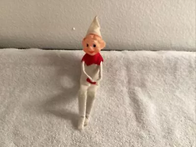 Vintage 8” Knee Hugger Elf Christmas Ornament Shelf Sitter Pixie White & Red • $10