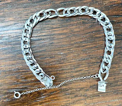 Vintage 7 1/2  Sterling Large Link Starter Charm Bracelet Safety Chain (C20) • $24