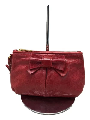 $182.27 • Buy MIU MIU ◆Pouch / Leather / RED // Ribbon Motif VITELLO LUX