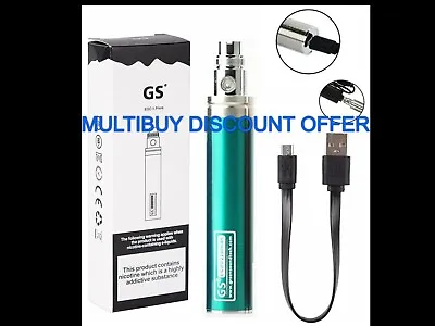 Green GS EGO II PRIME 2200mAh E-cigarette Rechargable Battery MICRO USB UK STOCK • £9.47