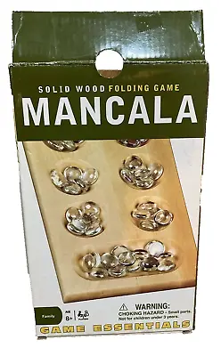 Mancala Solid Wood Folding Game Clear Glass Beads Strategy Cardinal 2007 • $8.96