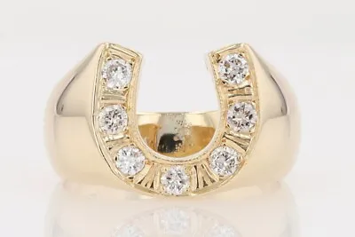 .50ctw Round Cut Diamond Prong Set Horseshoe Band Ring 14k Yellow Gold Size 9 • $587.99