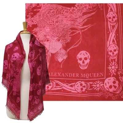 $326.45 • Buy ALEXANDER MCQUEEN SCARF SKULL FLOWERS MODAL WOOL SQUARE 47  X 41.5 