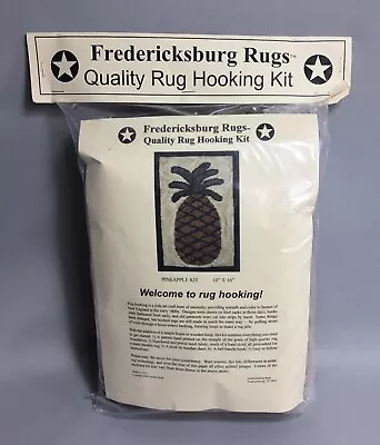 Fredericksburg Rugs Wool Kit Primitive Pineapple Hooked Monks Cloth 10” X 16” • $99.97