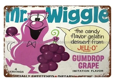 Metal Kitchen Signs 1967 Gumdrop Grape Candy Mr. Wiggle Jell-O Metal Tin Sign • $18.93