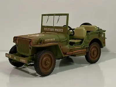 Military Police 1944 Willys Jeep Dirty 1:18 Scale American Diorama 77406A • £42.99