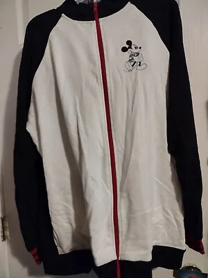 Disney Mickey Mouse Black And White Track Jacket Adult Sz XL • $21.99
