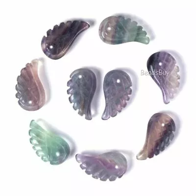 18-19mm Hand Carved Rock Crystal Gemstone Tiny Angel Wing Pendant Bead 3/4  • £6.59