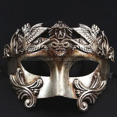 Venetian Roman Warrior Masquerade Party Mask For Men - Black Silver Gold • $13.95