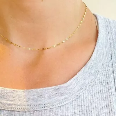 Sparkly Shimmery Glitter Gold Chain Waterproof Necklace Mirror Chain Delicate • $22.50