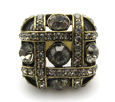 Vintage Heidi Daus Lovely Lattice Crystal Gold Tone Ring Size 6 1/4 Retired • $38