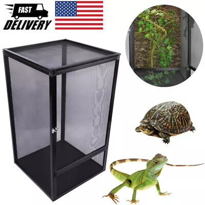 $97.46 • Buy Reptile Cage Pet Enclosure  Terrarium Feeding Box Breeding Tank Black Chameleon