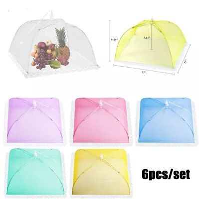 6 X Pop-Up Mesh Food Covers 17inch Tent Umbrella Insect Screen Picnics 6 Colors • $13.95