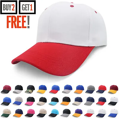 Baseball Cap Men Plain Blank One Size Adjustable Solid Hat Polo Style Visor • $4.14