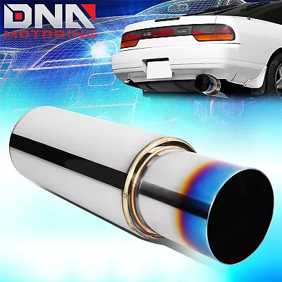 2  Inlet 3  Outlet Stainless Steel Car Exhaust Muffler Round Straight Burnt Tip • $32.28