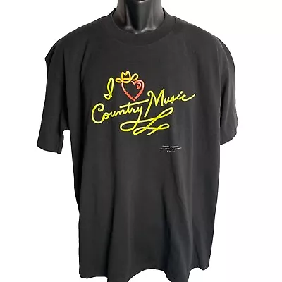 Vintage Single Stitch Country Music T Shirt XL Black Short Sleeve Crewneck USA • $20
