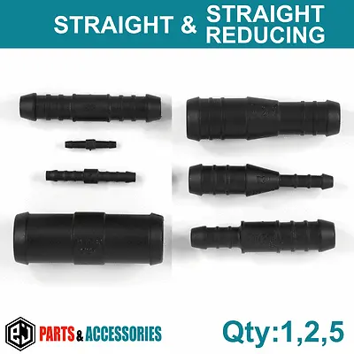 STRAIGHT Reducer JOINER TUBING PLASTIC BARBED CONNECTOR PIPE HOSE Air Fuel Water • £2.99