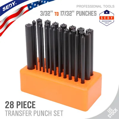 28Pcs Center Transfer Punch Set 3/32  - 1/2  Heat Treated Alloy Steel Forging • $16.99