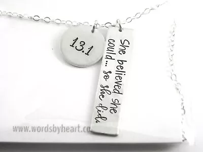 Words By Heart 925 Sterling Silver 13.1 Marathon She Believed She Could Necklace • $35