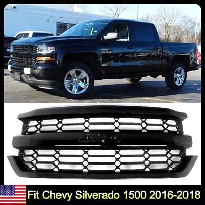 84134049 For Chevy Silverado 1500 2016-2018 Front Upper Bumper Grill Gloss Black • $174.99