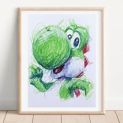 Yoshi Ballpoint Pen Print Super Mario Art Poster • $10.99