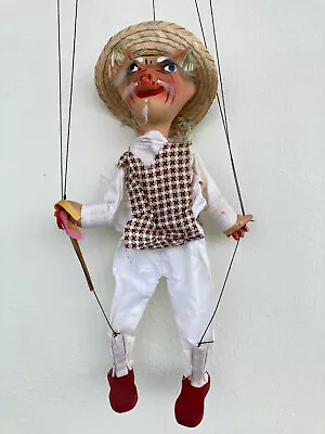 VTG Mexican Folk Art Hand Crafted Boy Wooden String Puppet Marionette 15  Tall • $59.99