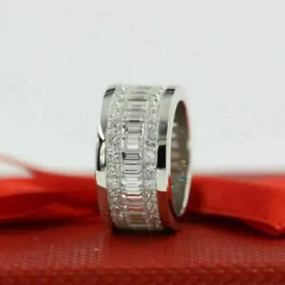 3 Ct Baguette Cut Sim Diamond Eternity Band Men Wedding Ring 925 Sterling Silver • $57.11